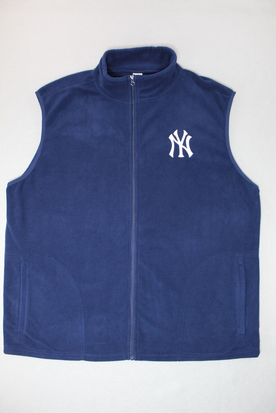 New York Yankees Blue Full Zip Fleece Sweater Vest Mens Extra Large